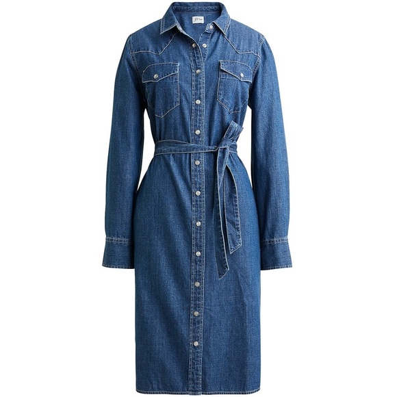 J. Crew denim chambray pearl snap button down dress size 2 ASO Meghan Markle - Picture 3 of 10